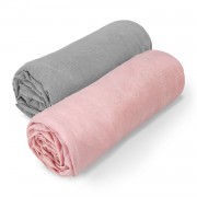 Cotton jersey pram sheet 2 pack - grey-dusty pink