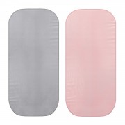 Cotton jersey pram sheet 2 pack - grey-dusty pink