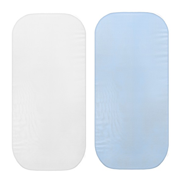 Cotton jersey pram sheet 2 pack - white-light blue