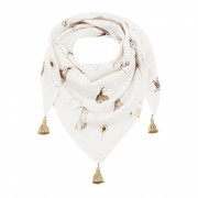 Bamboo tassel scarf - Bunnies - beige