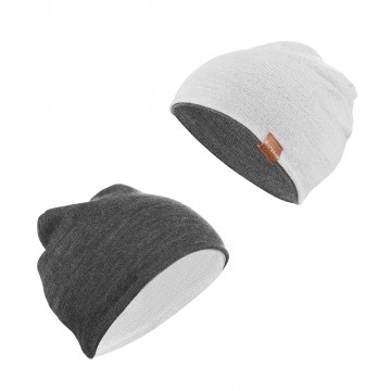 Merino reversible hat - graphite-light grey