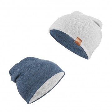Merino reversible hat - light grey-jeans