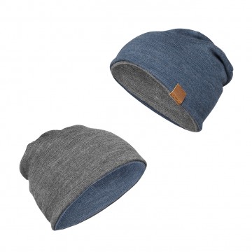 Merino reversible beanie - graphite-jeans