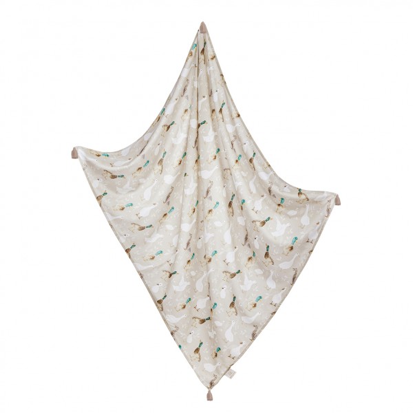 Summer bamboo blanket  with tassels - Ducks