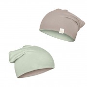 Bamboo reversible beanie - taupe-sage
