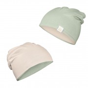 Bamboo reversible beanie - beige-sage