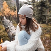 Merino reversible hat - taupe-jeans