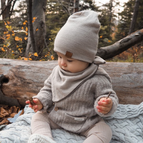 Merino reversible hat - taupe-jeans