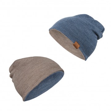 Merino reversible hat - taupe-jeans