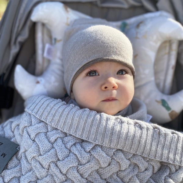 Merino reversible hat 0-1 mo - taupe-beige - OUTLET