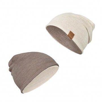 Merino reversible hat 0-1 mo - taupe-beige - OUTLET