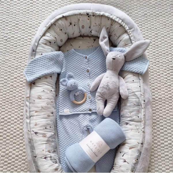 Kokon bambusowy Luxe Niebiańskie piórka Grey