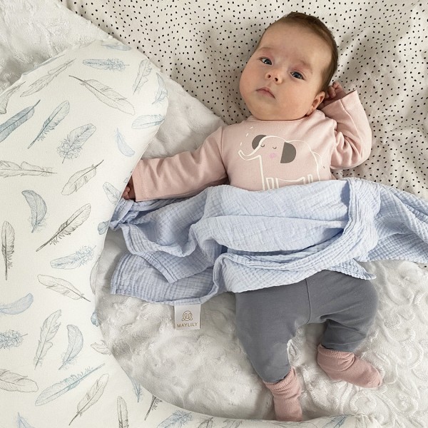 Muslin square de lux - light blue
