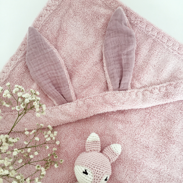 Bamboo baby towel - Paradise feathers - cream
