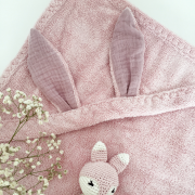 Bamboo baby towel - Paradise feathers - cream