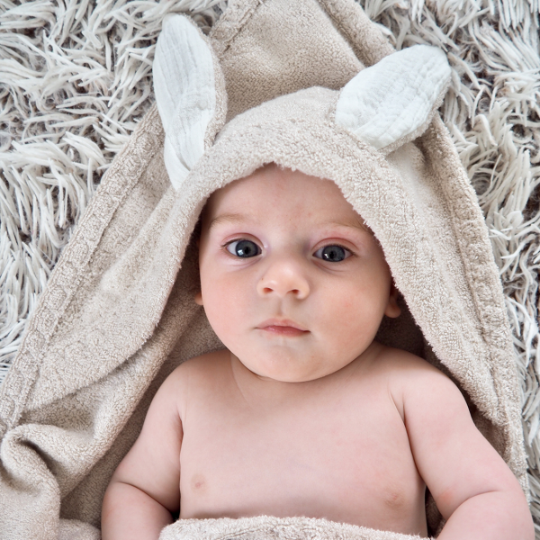 Bamboo baby towel - Paradise feathers - cream