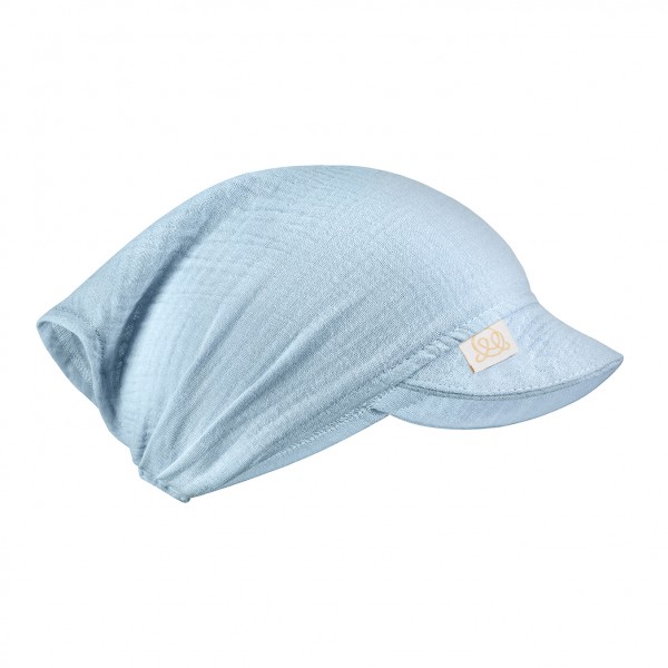 Muslin visor scarf tied- light blue