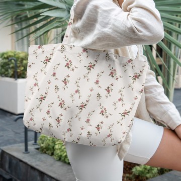 Duża torba shopper - R&oacute;żany ogr&oacute;d