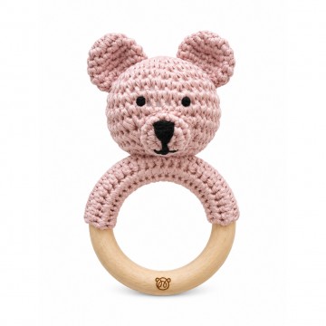 Rattle-teether Bear - dusty pink